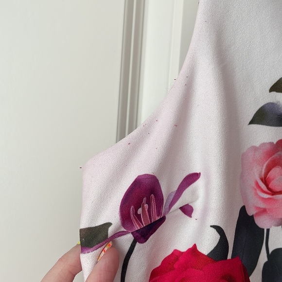 Premier Amour White, Pink & Red Floral Sleeveless Dress Size 14 - Picture 7 of 11